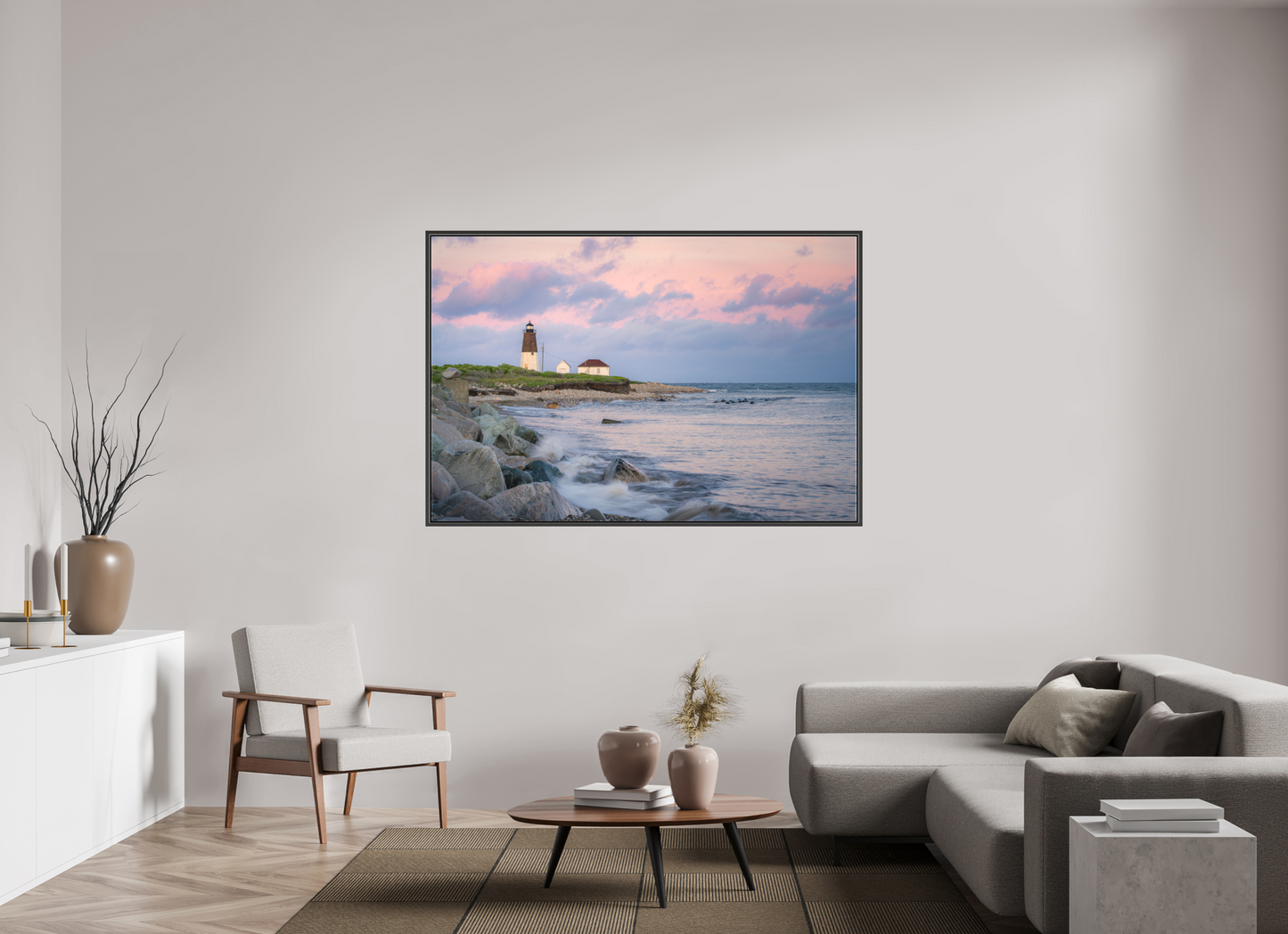 66 x 44″, Matte Canvas Print with Black Wood Floater Frame Quiet Sunset at Camp Cronin