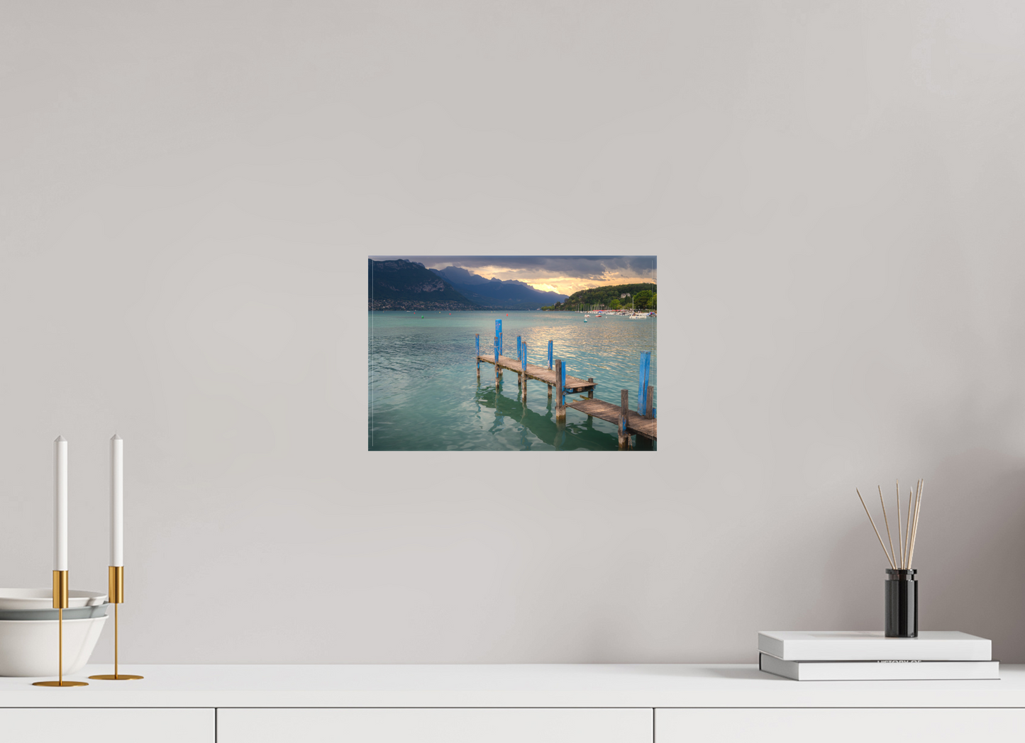 12 x 8″, Matte Canvas Print Thunderstorm over Lake Annecy