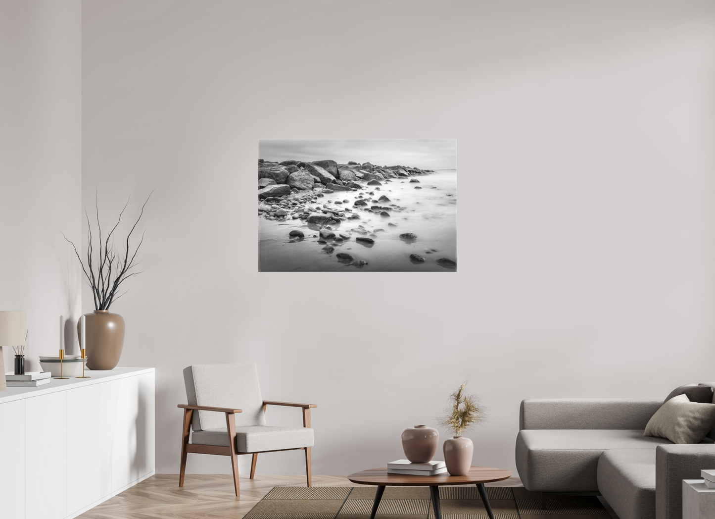 45 x 30″, Matte Canvas Print Overcast Morning at Sand Hill Cove