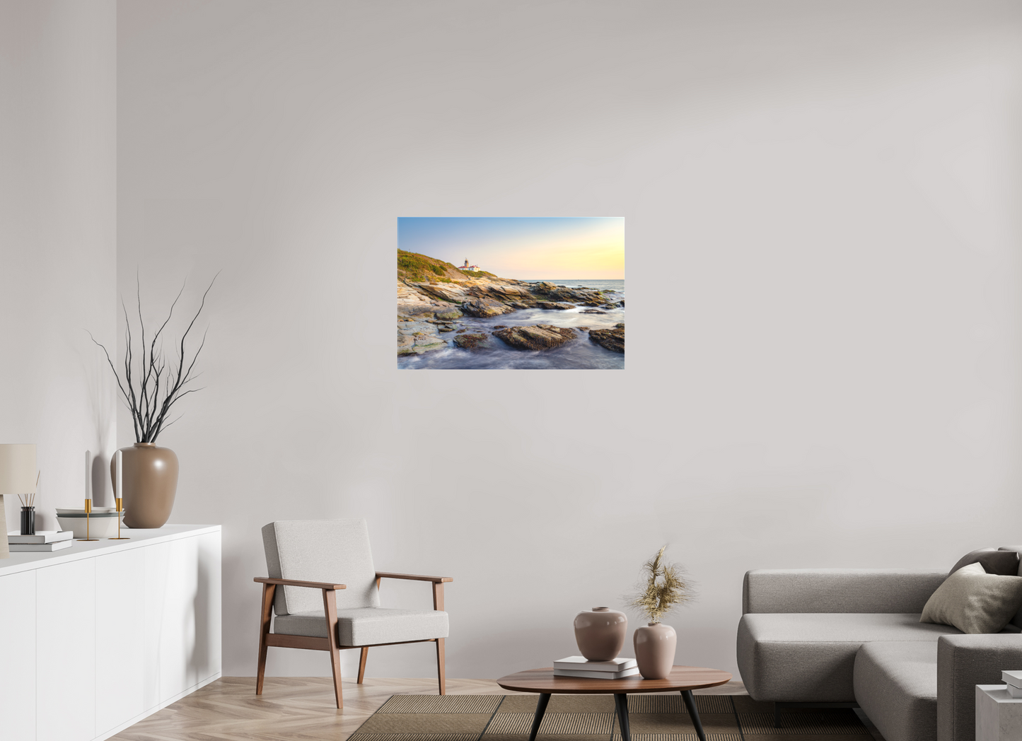 36 x 24″, Matte Canvas Print Beavertail Lighthouse