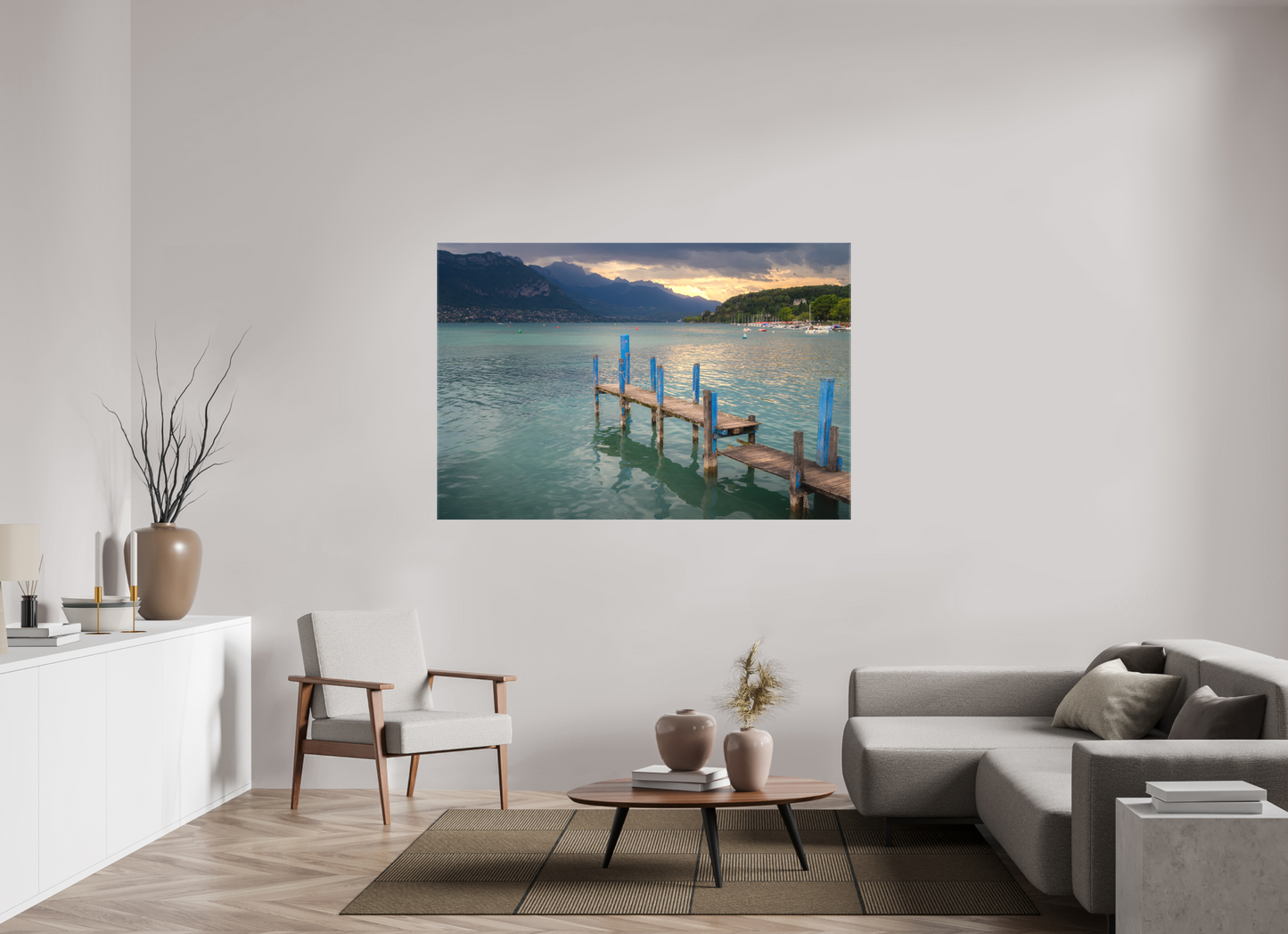 66 x 44″, Matte Canvas Print Thunderstorm over Lake Annecy