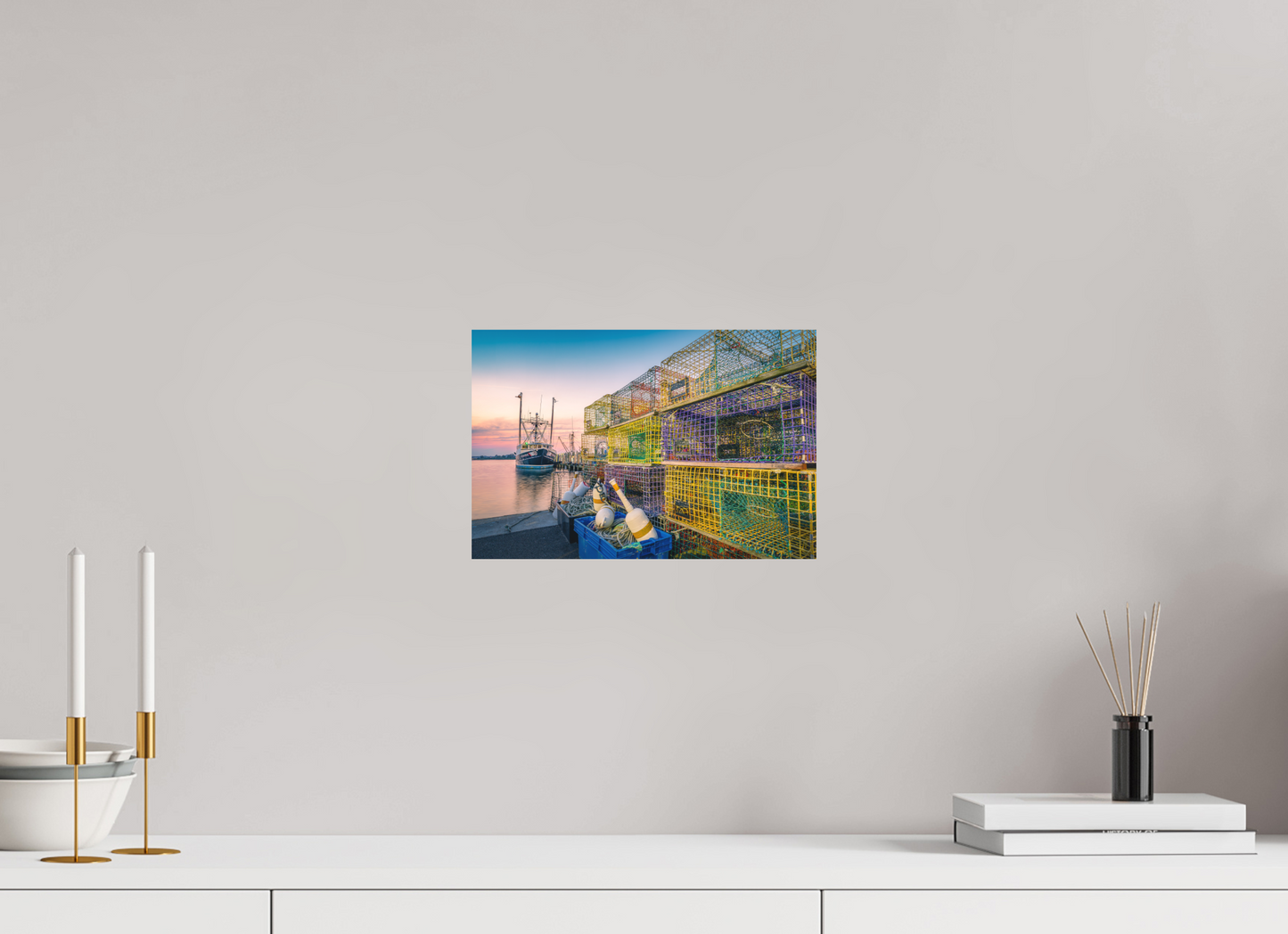 12 x 8″, Basic Matte Photo Print on Fuji Crystal DP II Paper A Wall of Colorful Lobster Pots