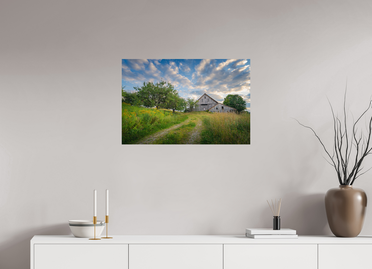 30 x 20″, Premium ChromaLuxe HD Aluminum Metal Print Countryside Barn