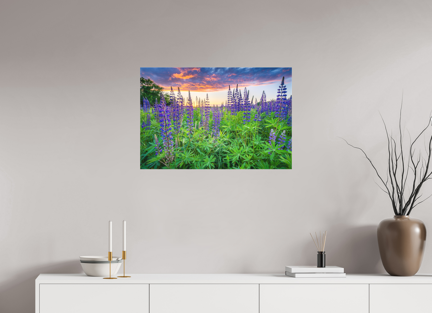 30 x 20″, Matte Canvas Print Lupine Sunset