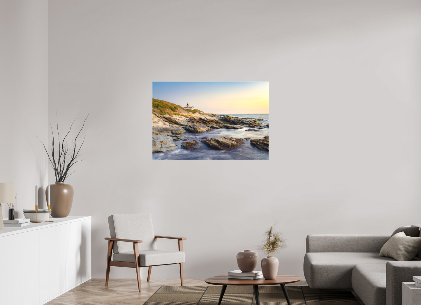 45 x 30″, Matte Canvas Print Beavertail Lighthouse