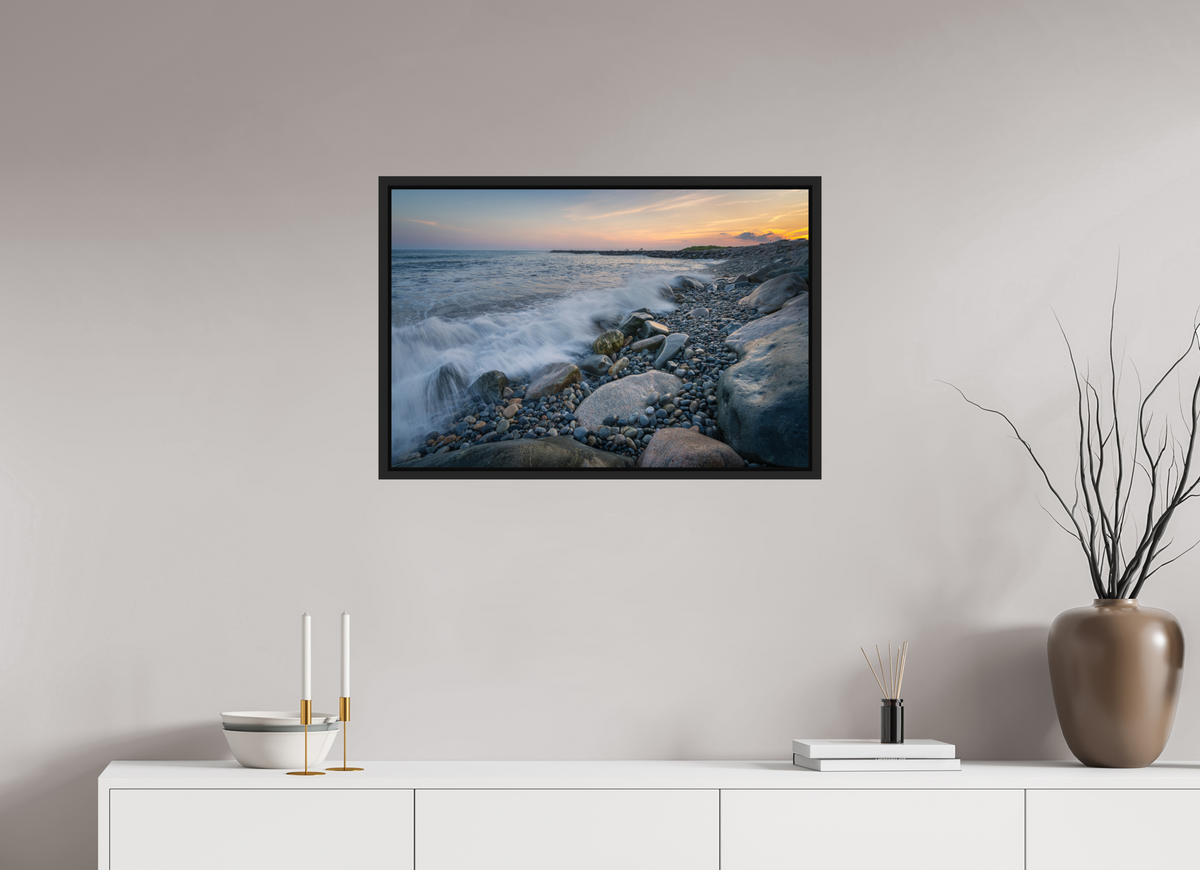 30 x 20″, Premium ChromaLuxe HD Aluminum Metal Print with Black Wood Floater Frame Waves Crashing at Camp Cronin
