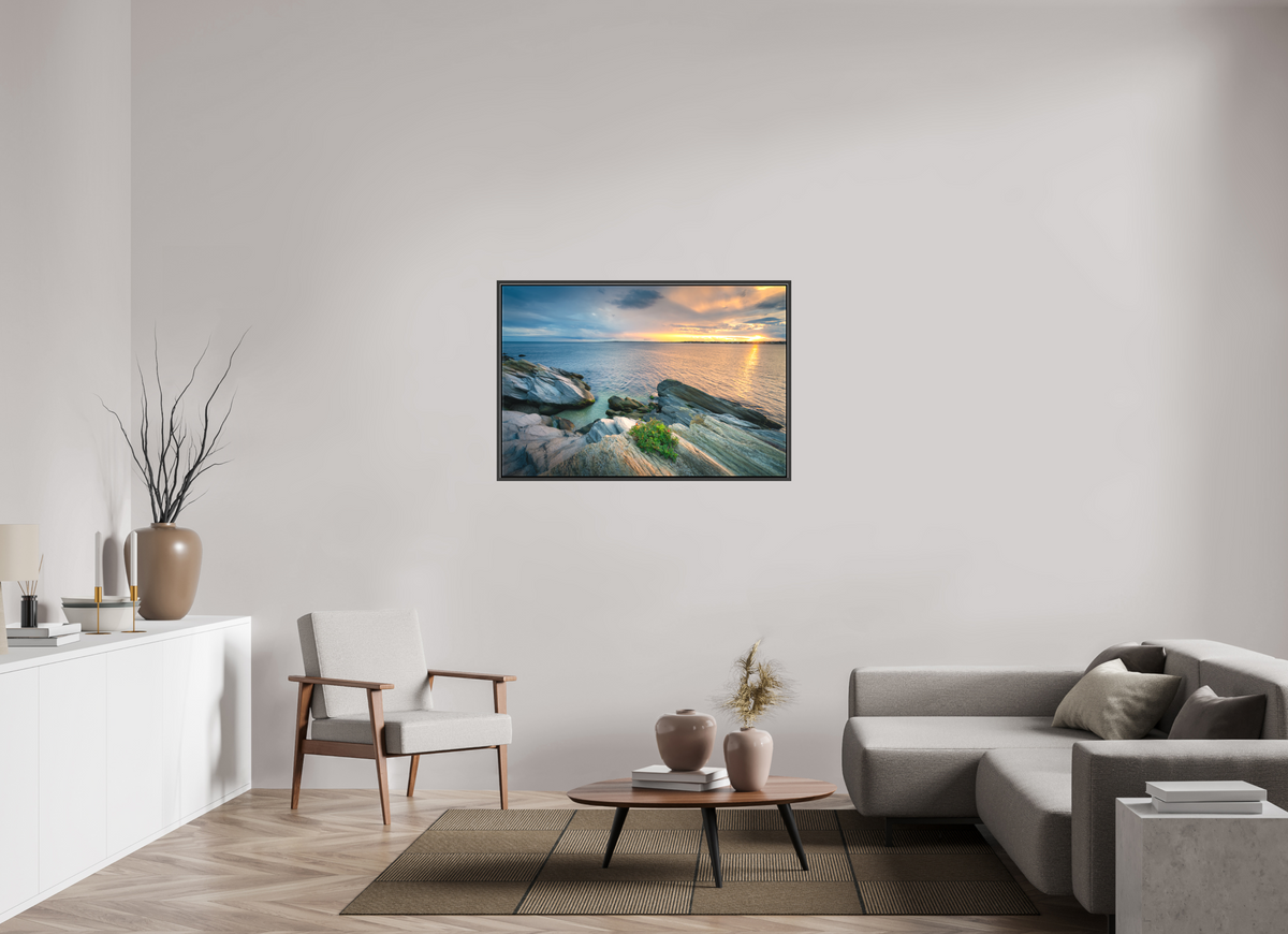 45 x 30″, Matte Canvas Print with Black Wood Floater Frame Beavertail Sun Rays