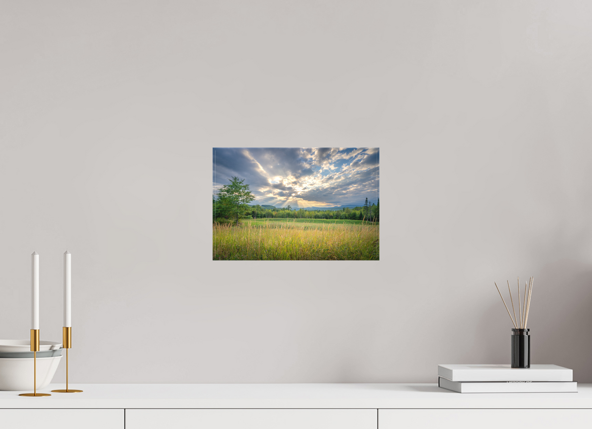 12 x 8″, Matte Canvas Print Mountain Sun Rays