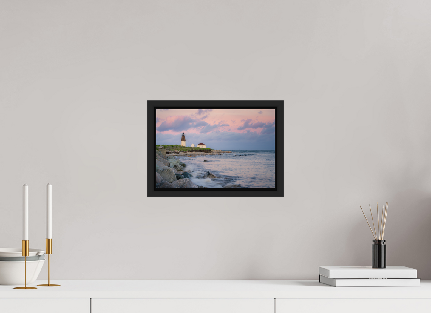 12 x 8″, Premium Photo Print under Acrylic Glass with Black Wood Floater Frame Quiet Sunset at Camp Cronin