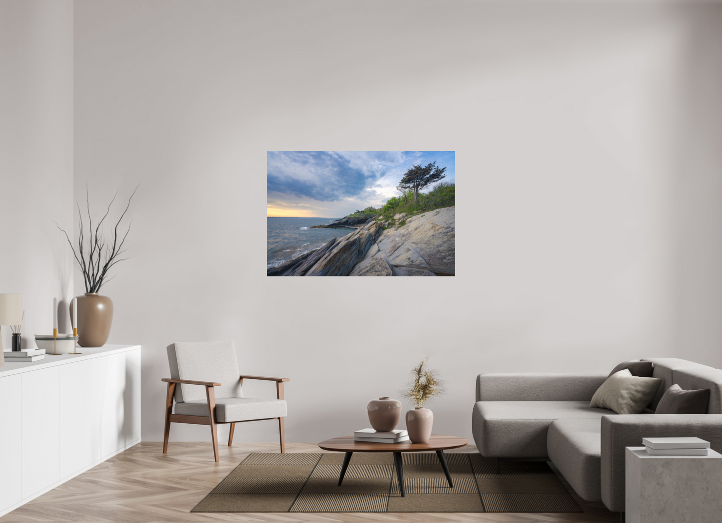 54 x 36″, Basic Matte Photo Print on Fuji Crystal DP II Paper Rain in the Distance at Beavertail