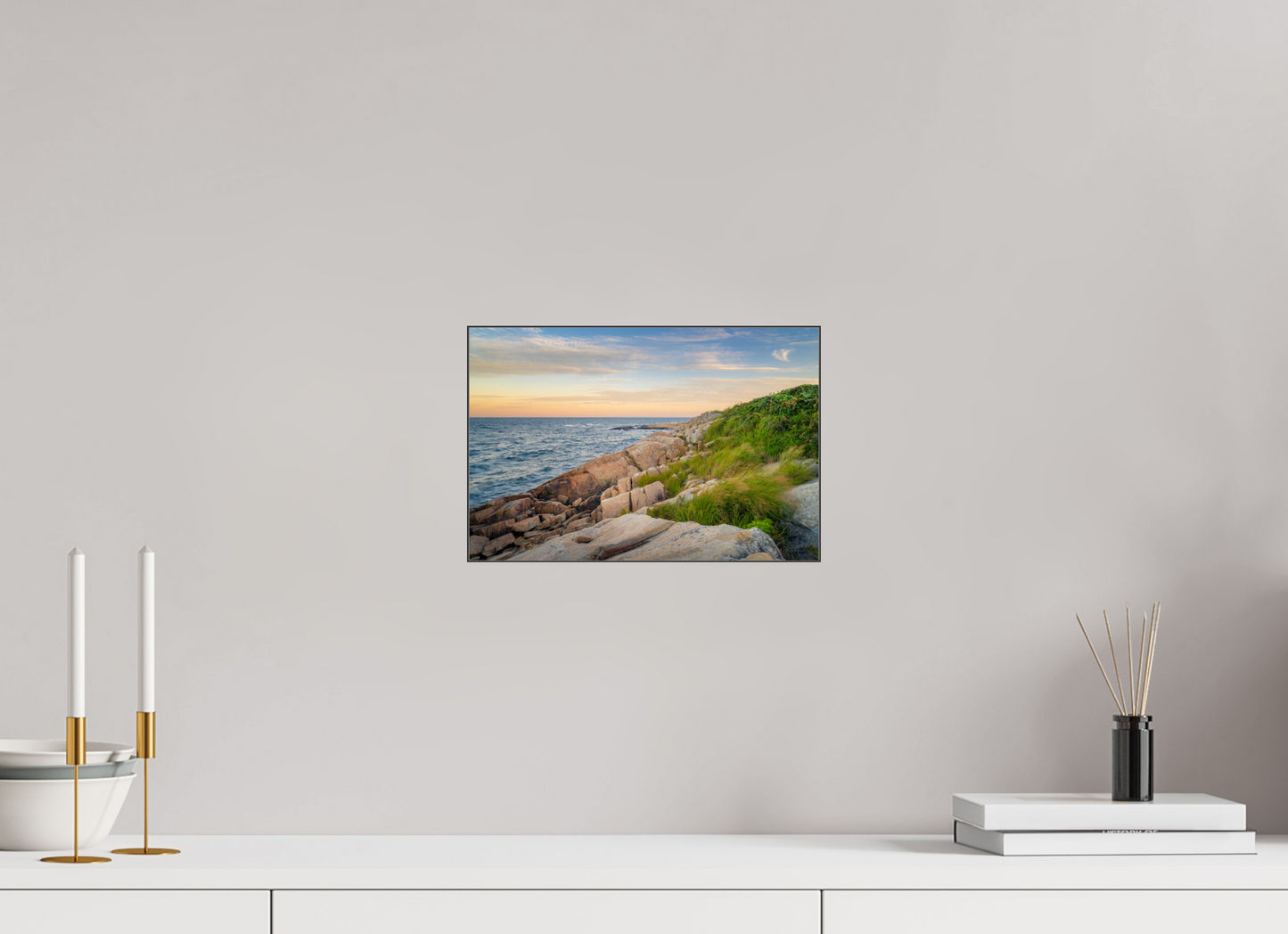 12 x 8″, Photo Print under Acrylic Glass with Black Slimline Case Black Point before Sunset