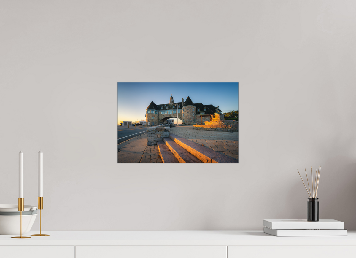 15 x 10″, Premium Photo Print under Acrylic Glass with Black Slimline Case Golden Sunrise at The Towers
