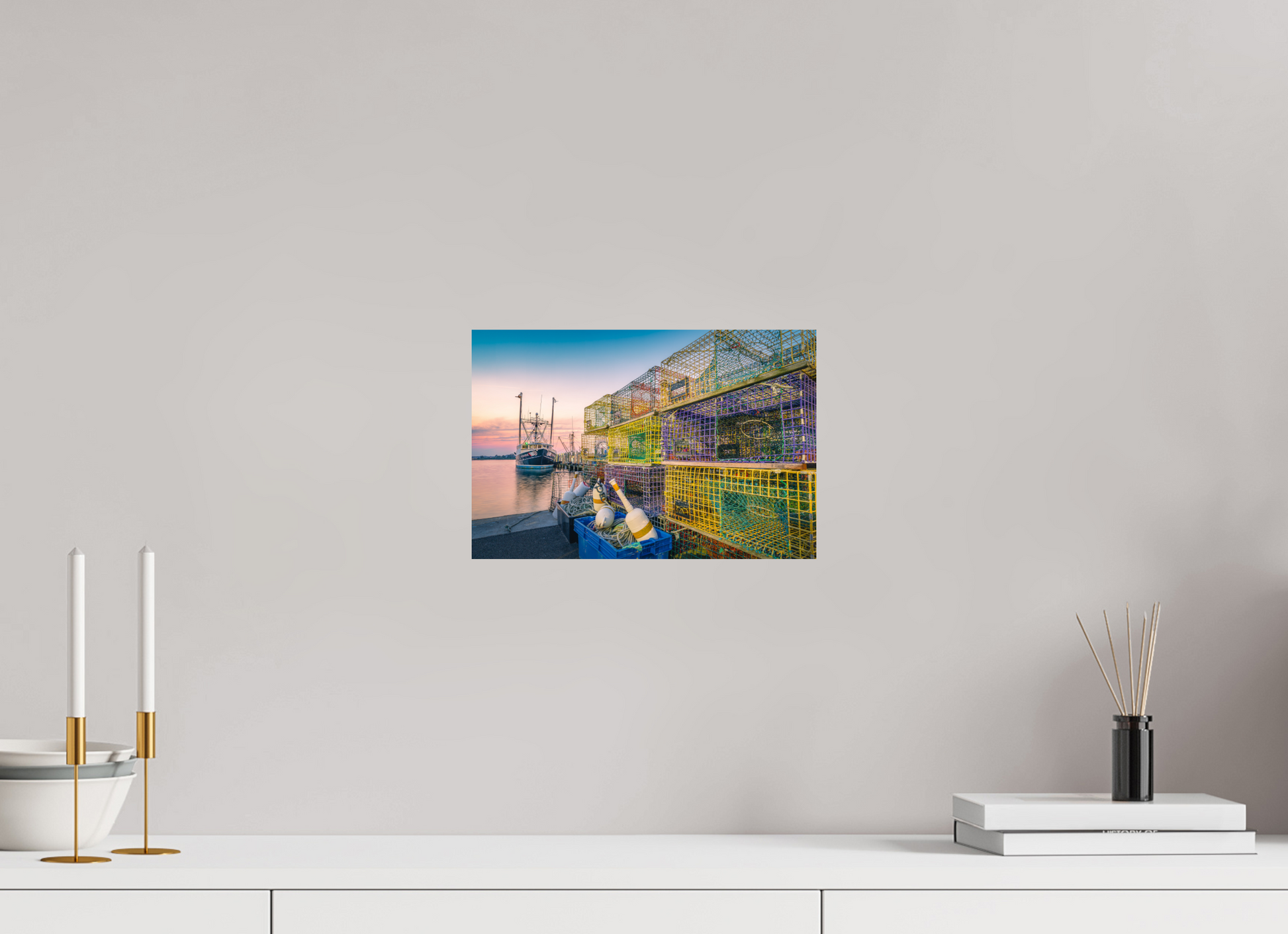 12 x 8″, Basic Photo Print on Fuji Crystal DP II Paper A Wall of Colorful Lobster Pots