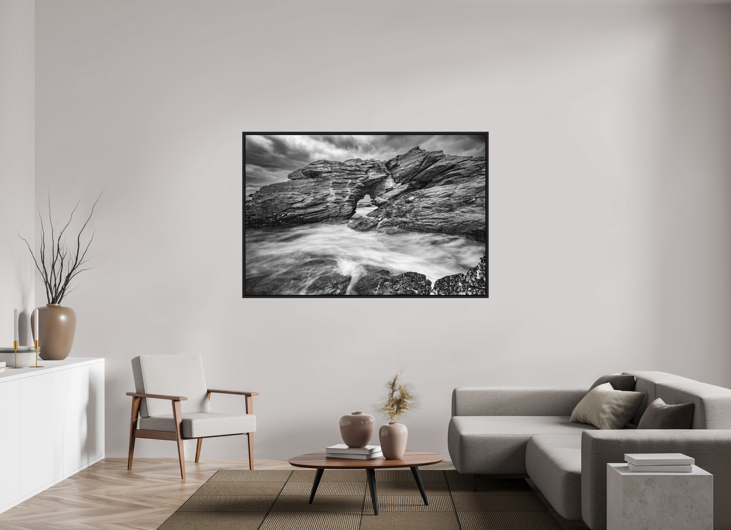 66 x 44″, Photo Print under Acrylic Glass with Black Wood Floater Frame The Gateway