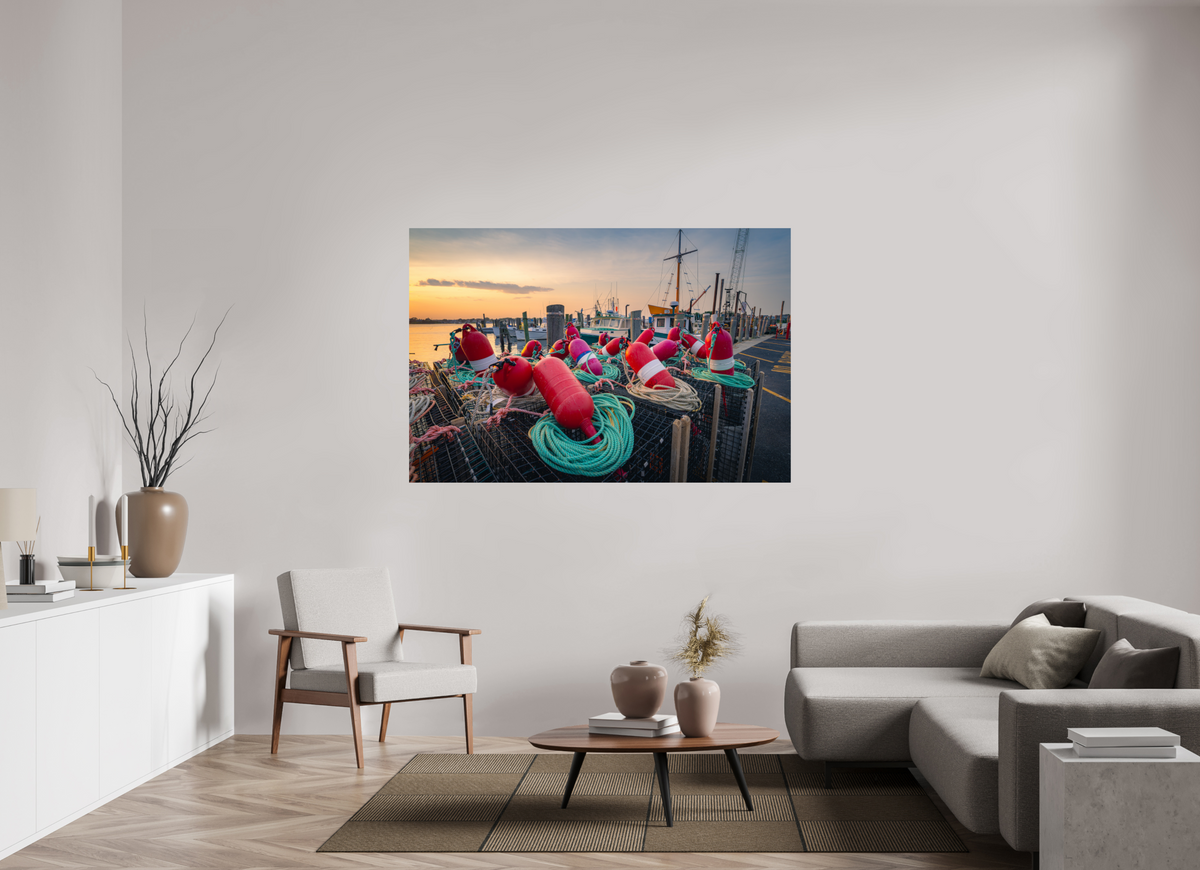 66 x 44″, Premium Metallic Effect Photo Print on Fuji Crystal Pearl Paper Buoys, Boats, and Lobster Pots