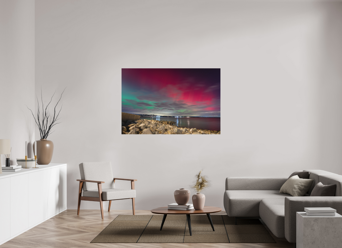 60 x 40″, Basic Matte Photo Print on Fuji Crystal DP II Paper The Aurora Borealis over Narragansett Beach