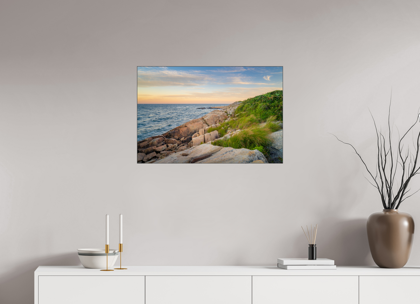 30 x 20″, Photo Print under Acrylic Glass with Black Slimline Case Black Point before Sunset