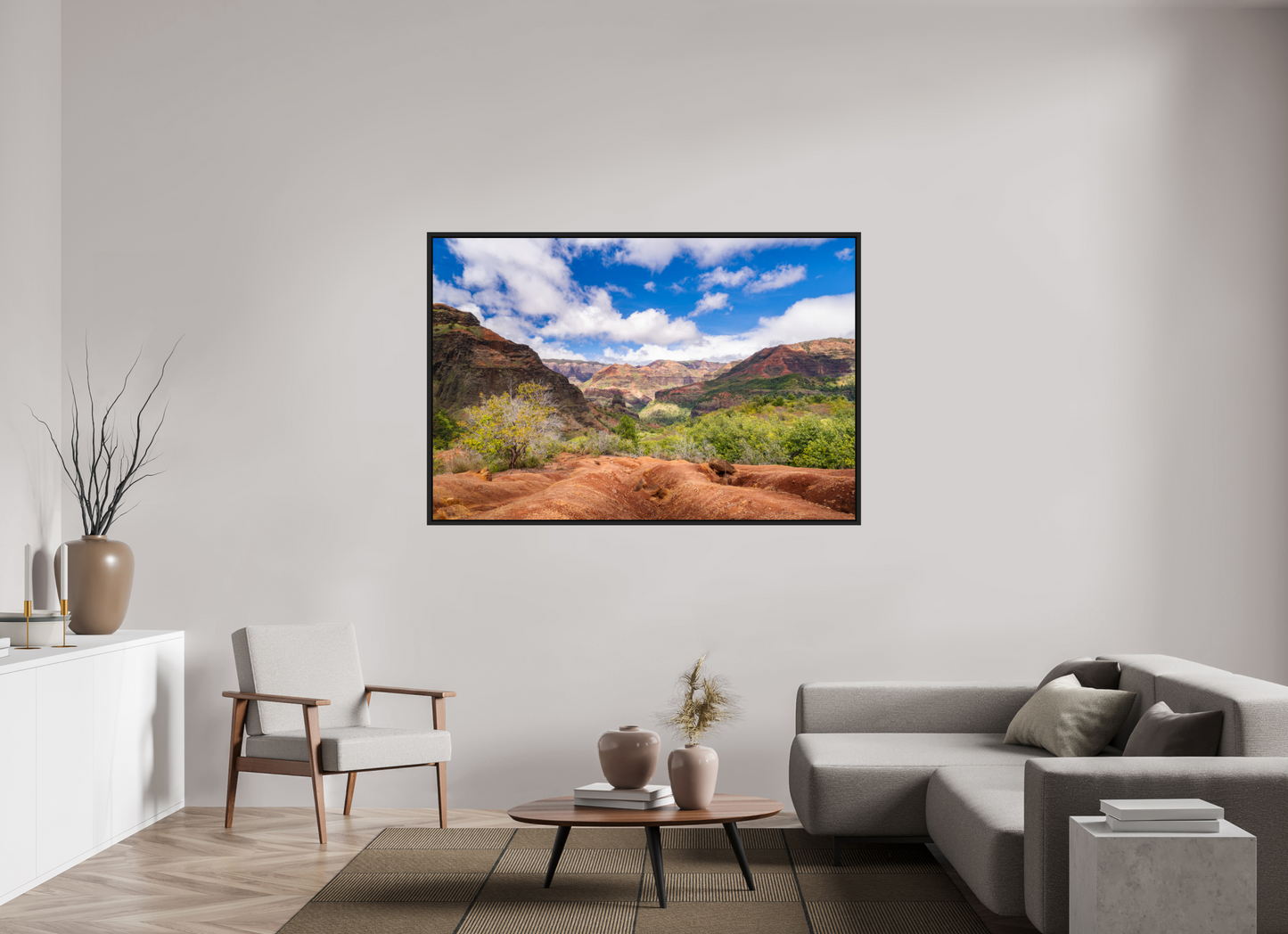 66 x 44″, ChromaLuxe HD Metal Print with Black Wood Floater Frame Along the Kukui Trail