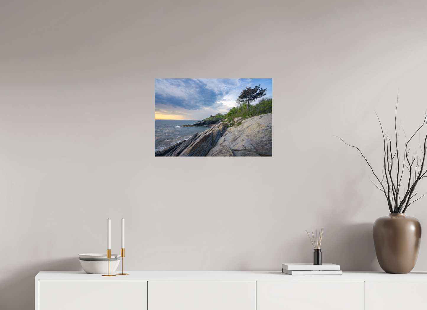 24 x 16″, Basic Photo Print on Fuji Crystal DP II Paper Rain in the Distance at Beavertail