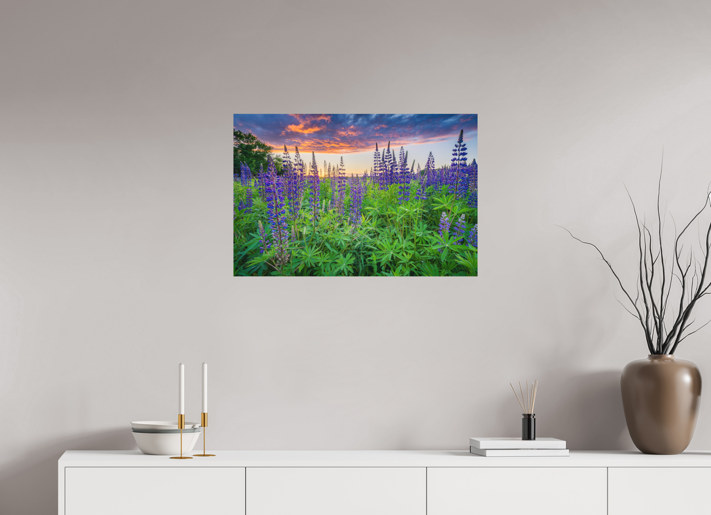 30 x 20″, Basic Matte Photo Print on Fuji Crystal DP II Paper Lupine Sunset