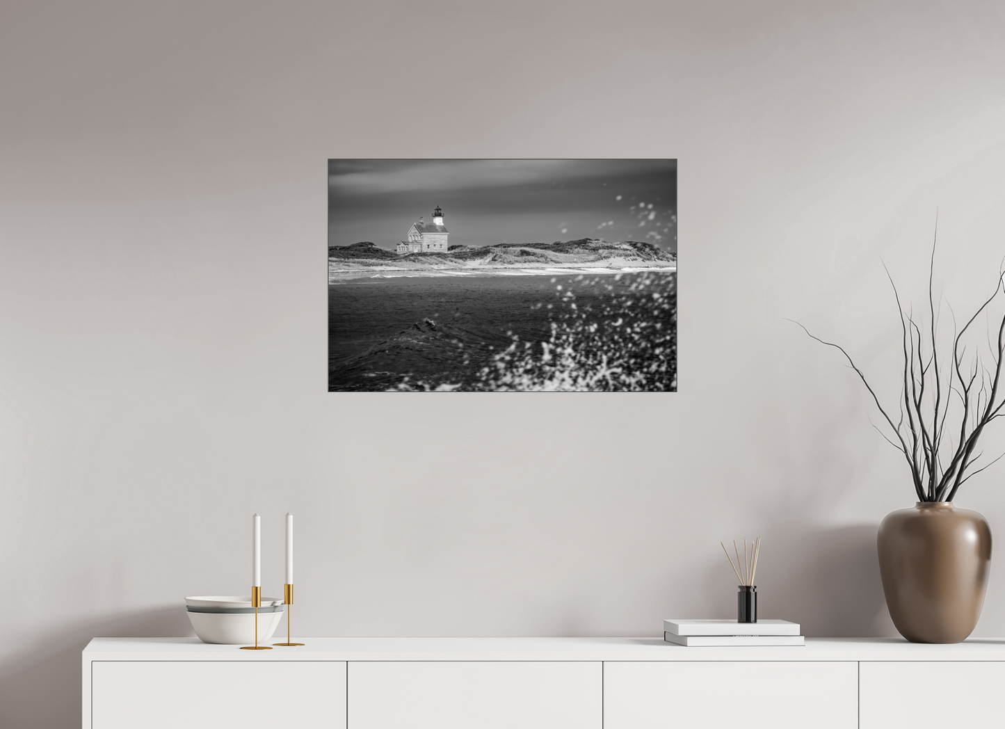 30 x 20″, Photo Print under Acrylic Glass with Black Slimline Case North Lighthouse