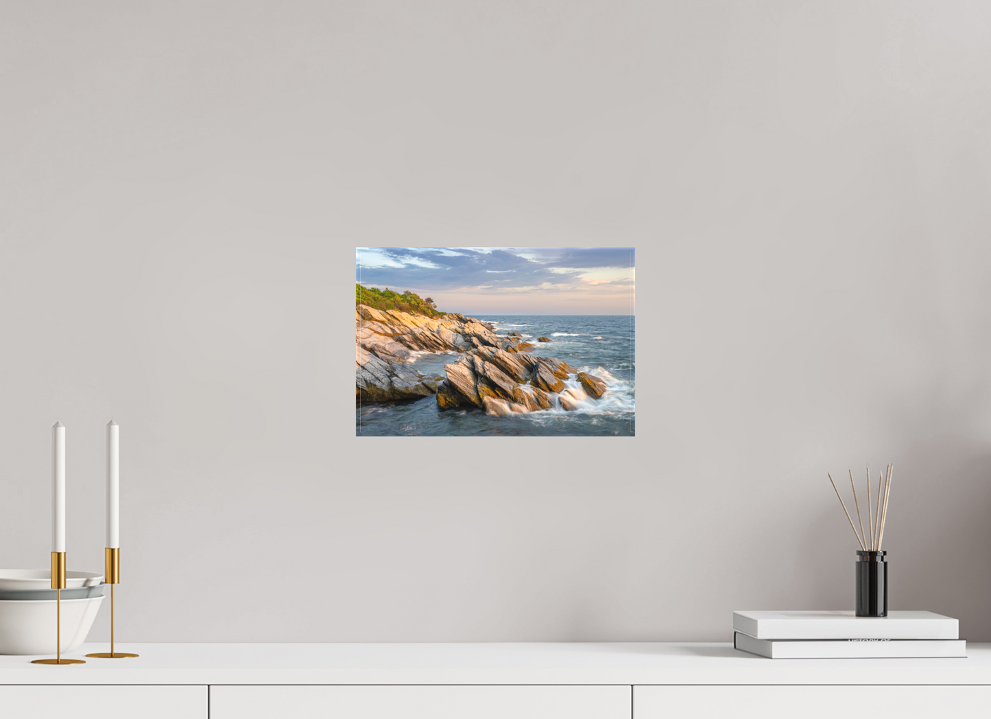 12 x 8″, Matte Canvas Print Beavertail Cliffs Approaching Sunset