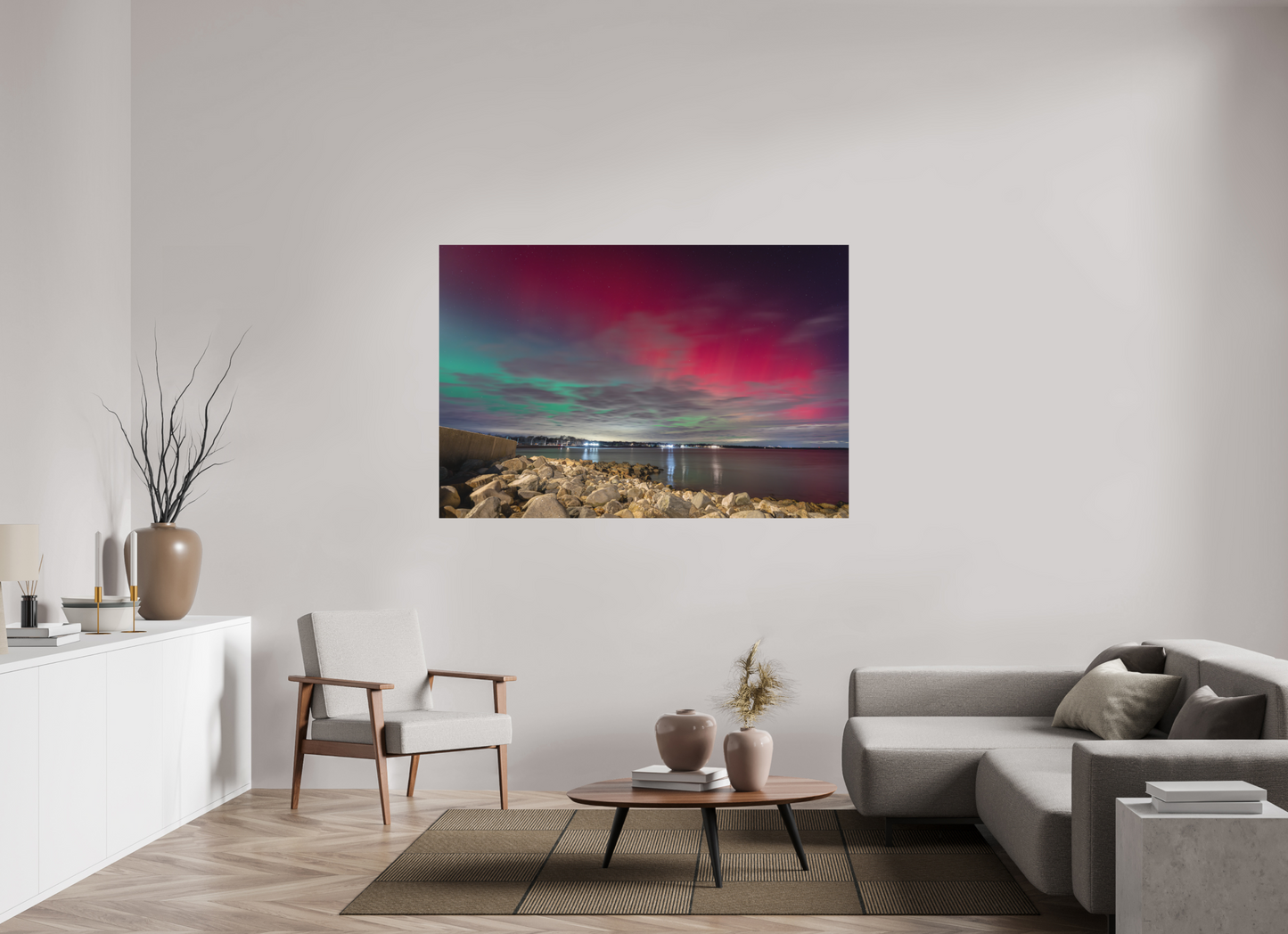 66 x 44″, Basic Matte Photo Print on Fuji Crystal DP II Paper The Aurora Borealis over Narragansett Beach