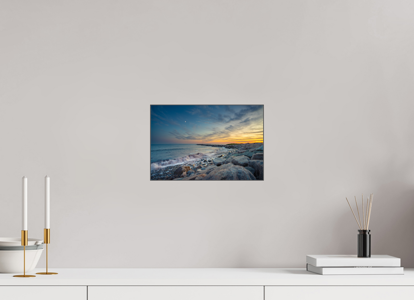 12 x 8″, Photo Print under Acrylic Glass with Black Slimline Case Sunset at Camp Cronin