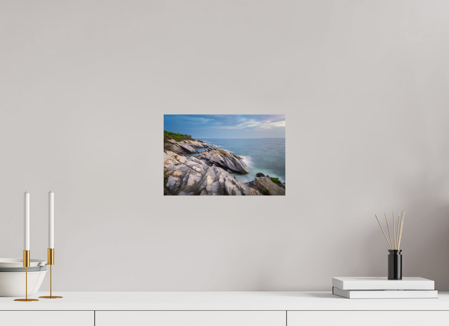12 x 8″, Premium ChromaLuxe HD Aluminum Metal Print Blue Hour at Beavertail