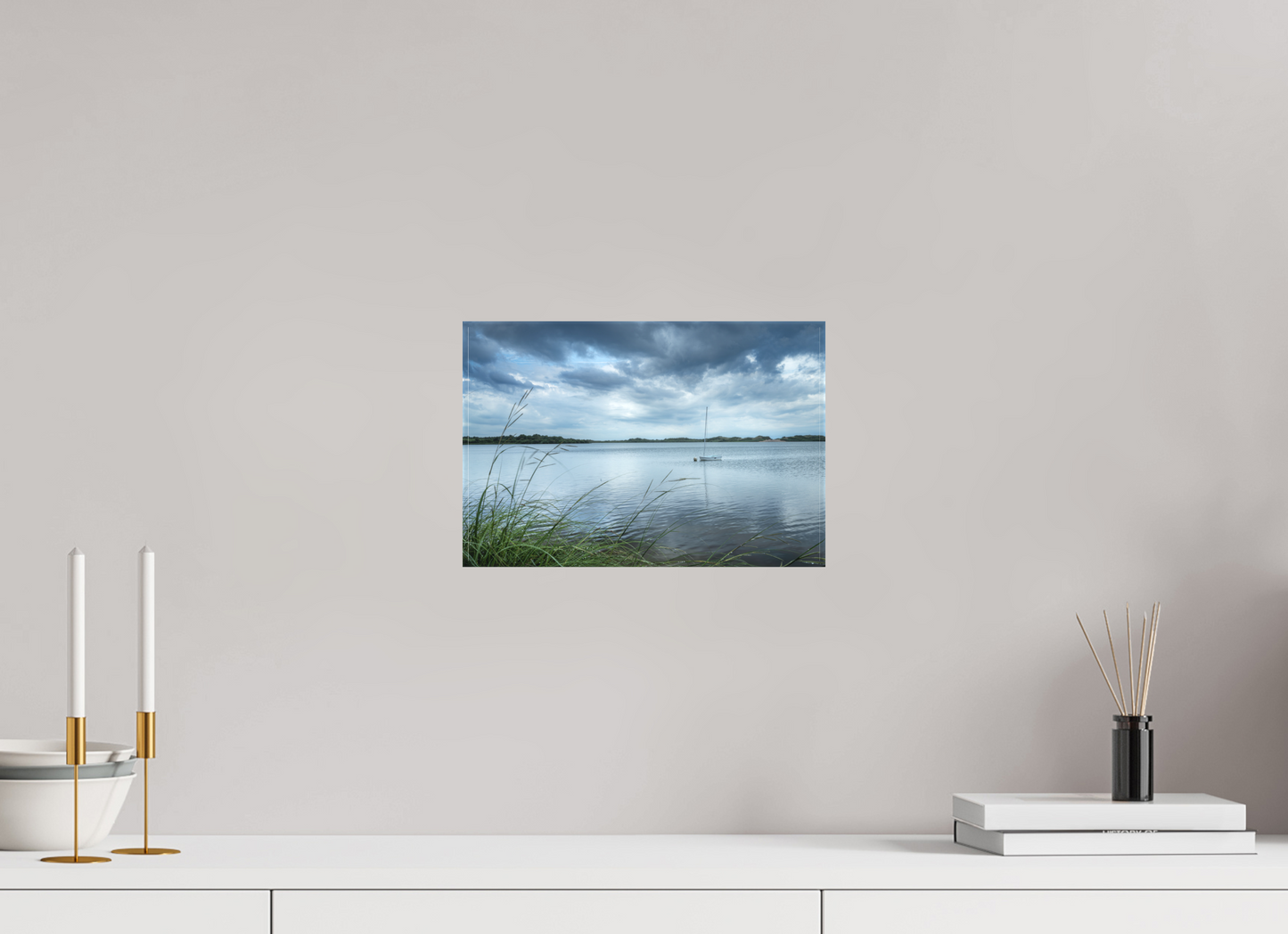 12 x 8″, Matte Canvas Print Lonely Boat on Sachem Pond