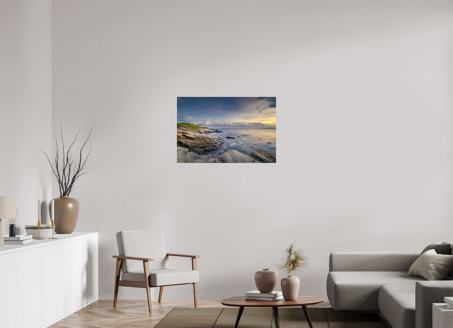 36 x 24″, Photo Print On Fuji Crystal DP II Twilight at Beavertail Lighthouse