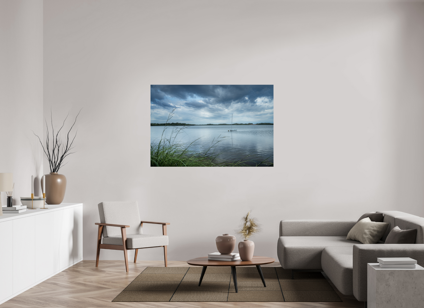 60 x 40″, Photo Print under Acrylic Glass Lonely Boat on Sachem Pond