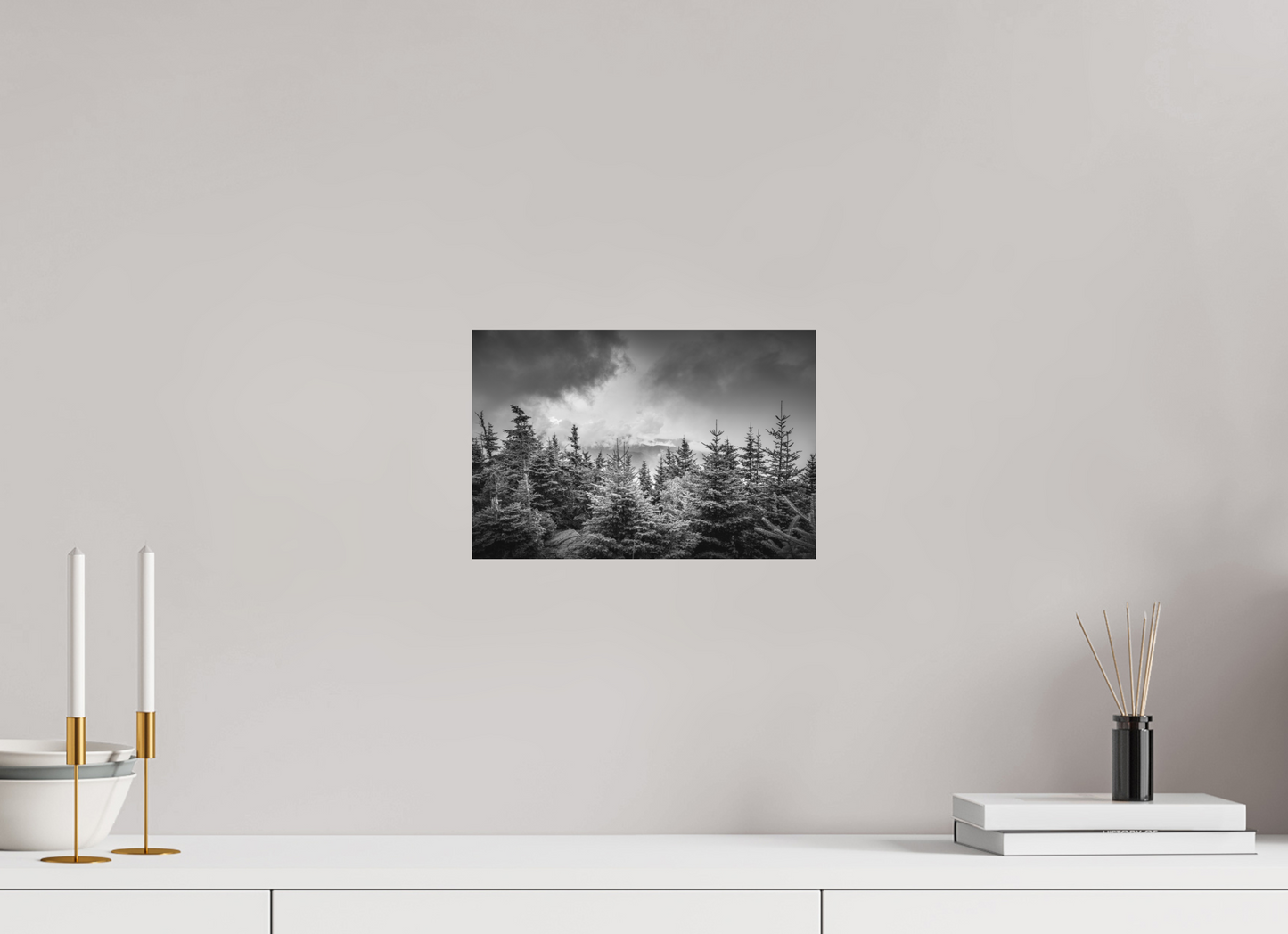12 x 8″, Matte Photo Print on Fuji Crystal DP II Pines in Mountain Clouds