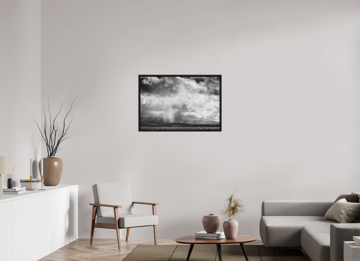 36 x 24″, ChromaLuxe HD Metal Print with Black Wood Floater Frame Rain Showers Along the Napali Coast