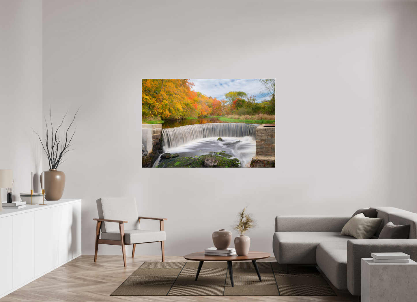 66 x 44″, Photo Print under Acrylic Glass with Black Slimline Case Autumn at Horseshoe Falls