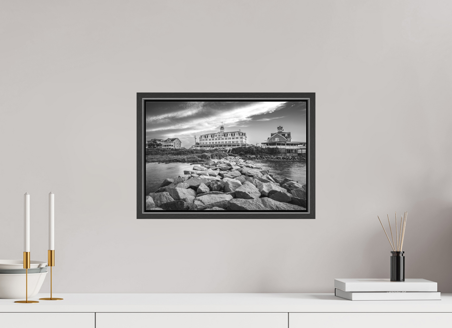 15 x 10″, Matte Canvas Print with Black Wood Floater Frame The National Hotel