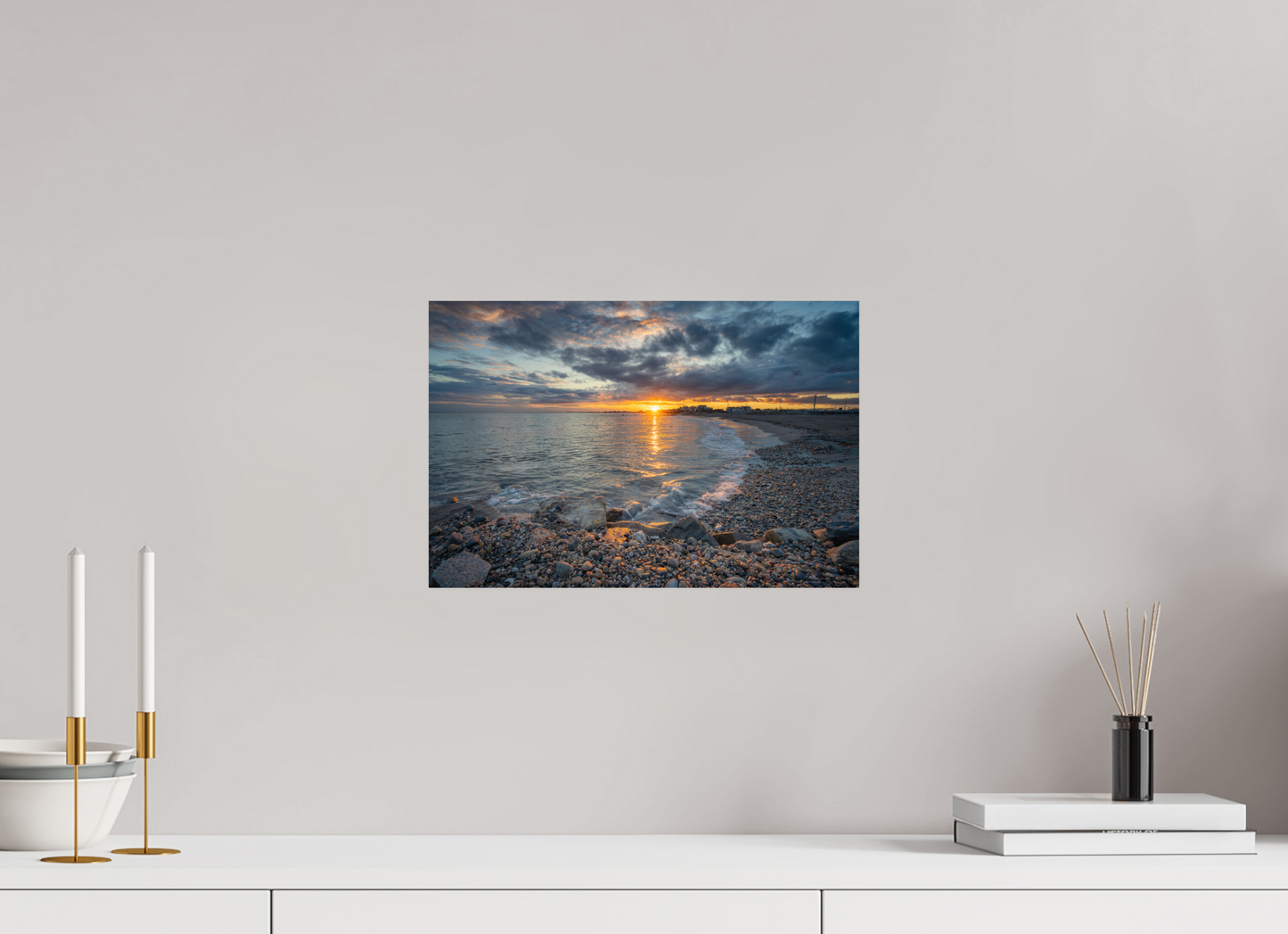 15 x 10″, Premium Metallic Effect Photo Print on Fuji Crystal Pearl Paper Roger Wheeler State Beach Sunset