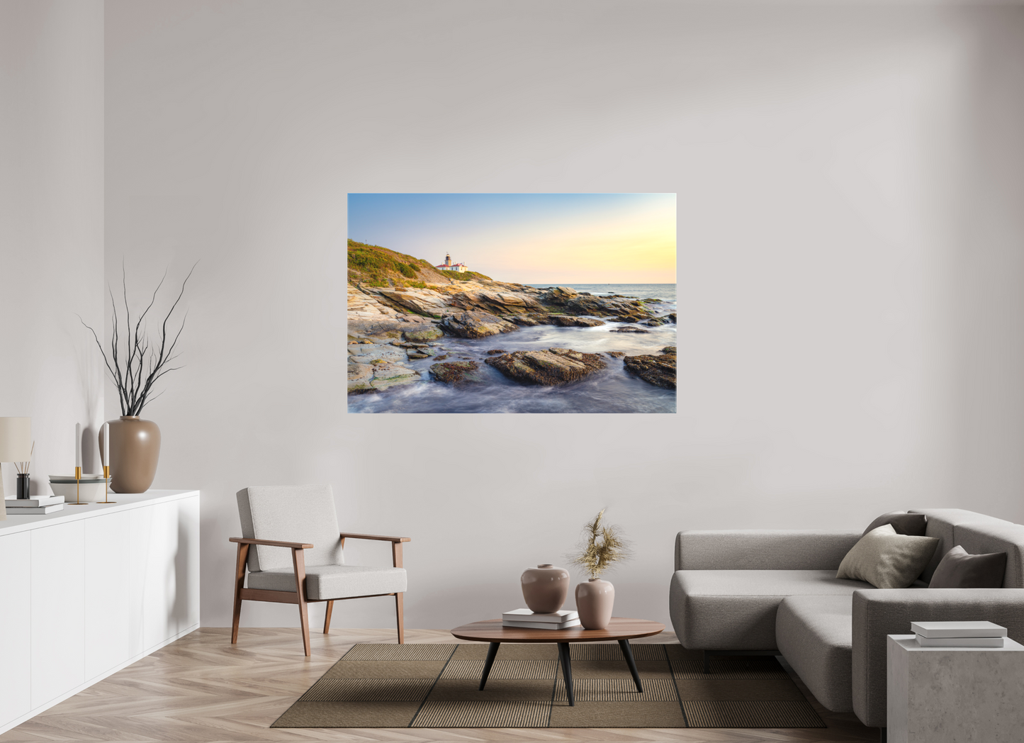 66 x 44″, Matte Canvas Print Beavertail Lighthouse