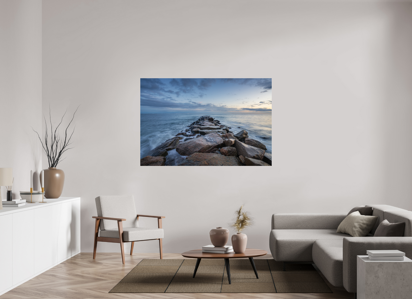 66 x 44″, Photo Print Under Acrylic Glass Roger Wheeler State Beach at Blue Hour
