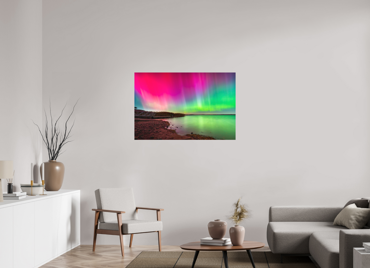 45 x 30″, Matte Photo Print on Fuji Crystal DP II Aurora Borealis Over Wordens Pond