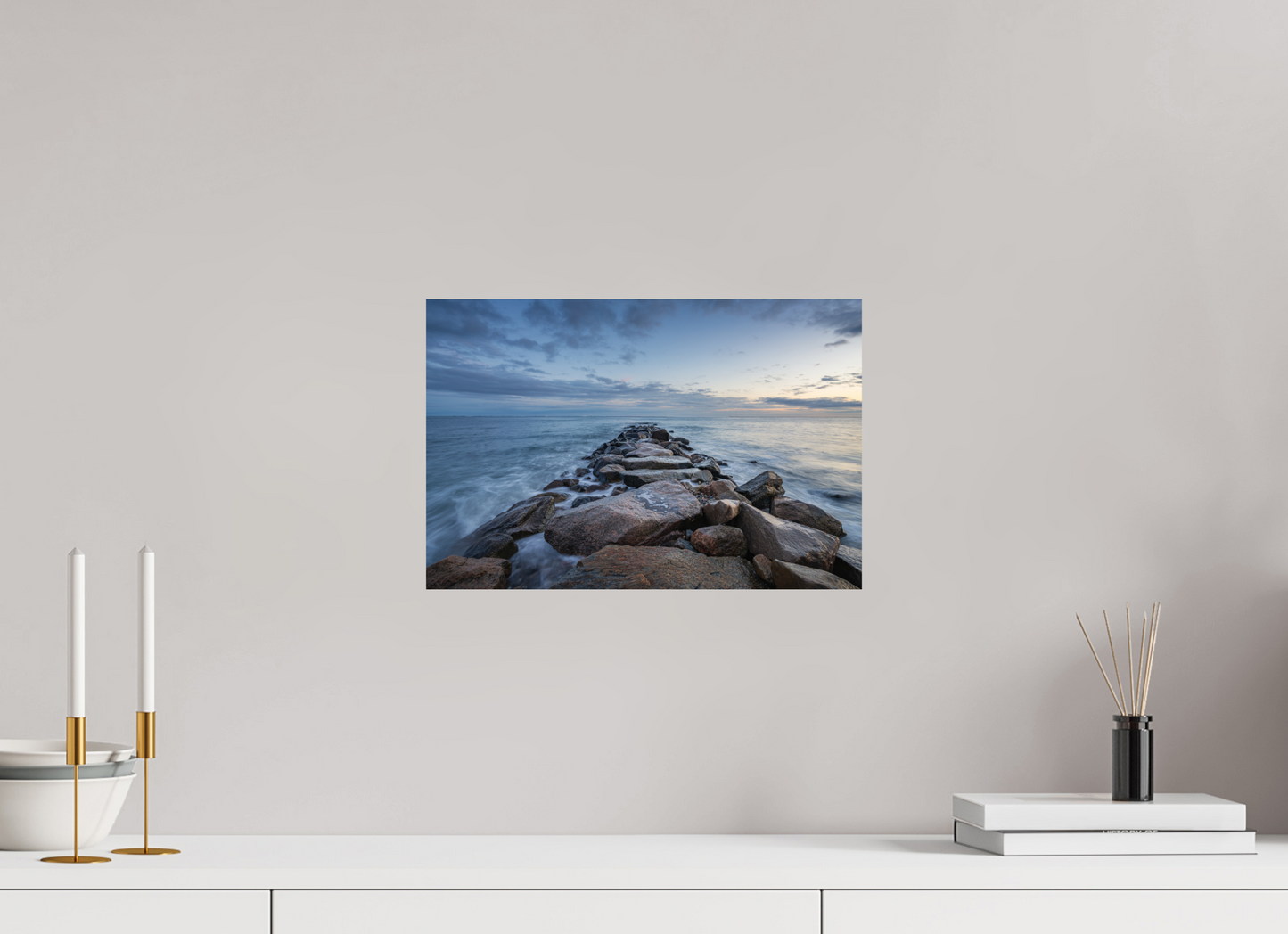 15 x 10″, ChromaLuxe HD Metal Print Roger Wheeler State Beach at Blue Hour