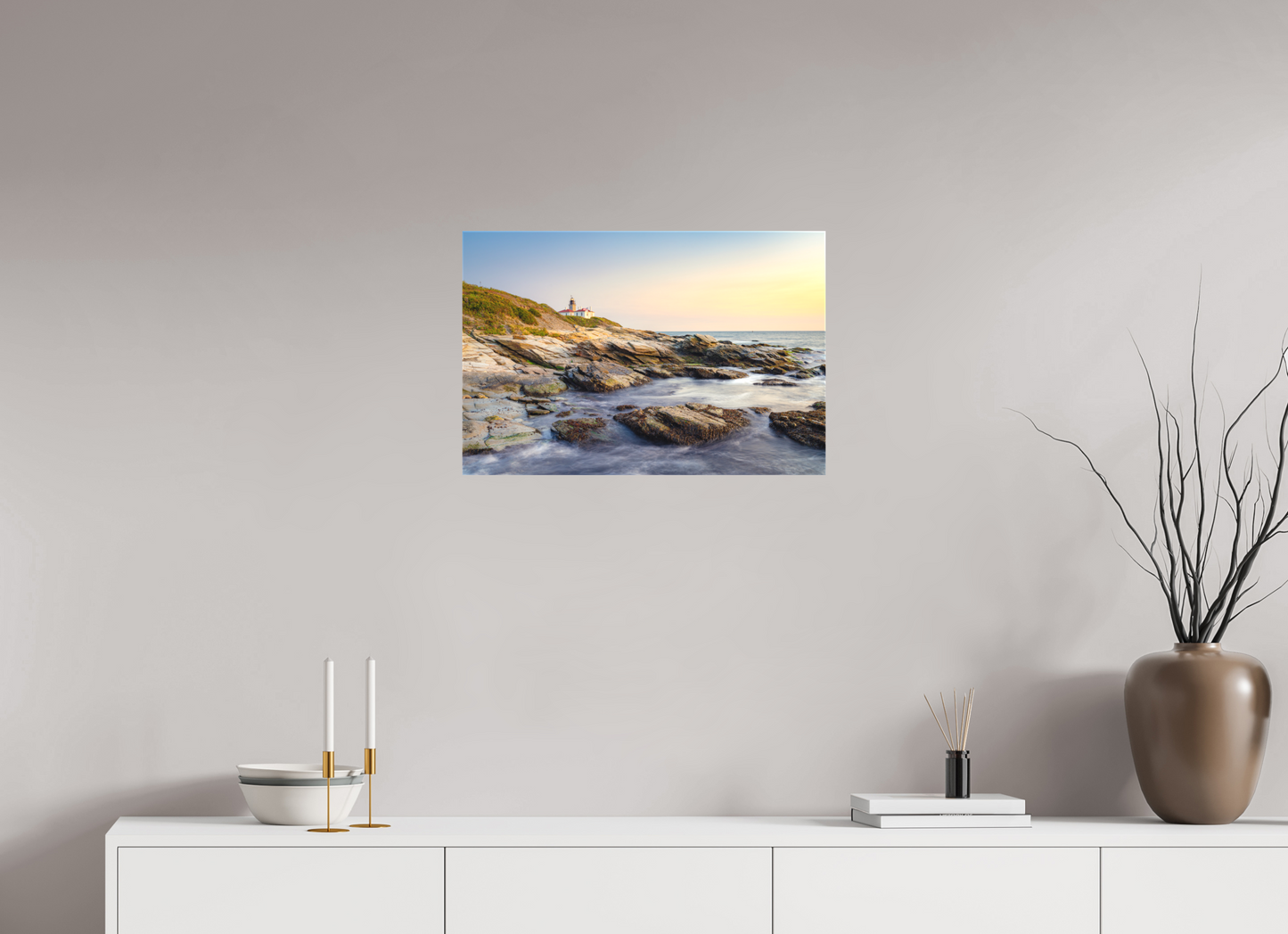 24 x 16″, Matte Canvas Print Beavertail Lighthouse