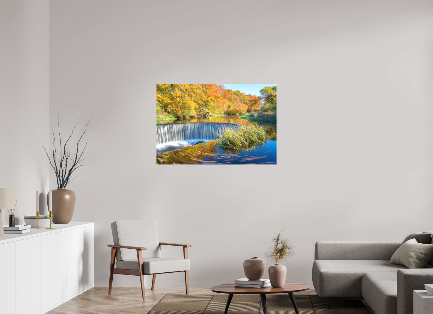 45 x 30″, Matte Canvas Print Peak Fall Colors Over Horseshoe Falls