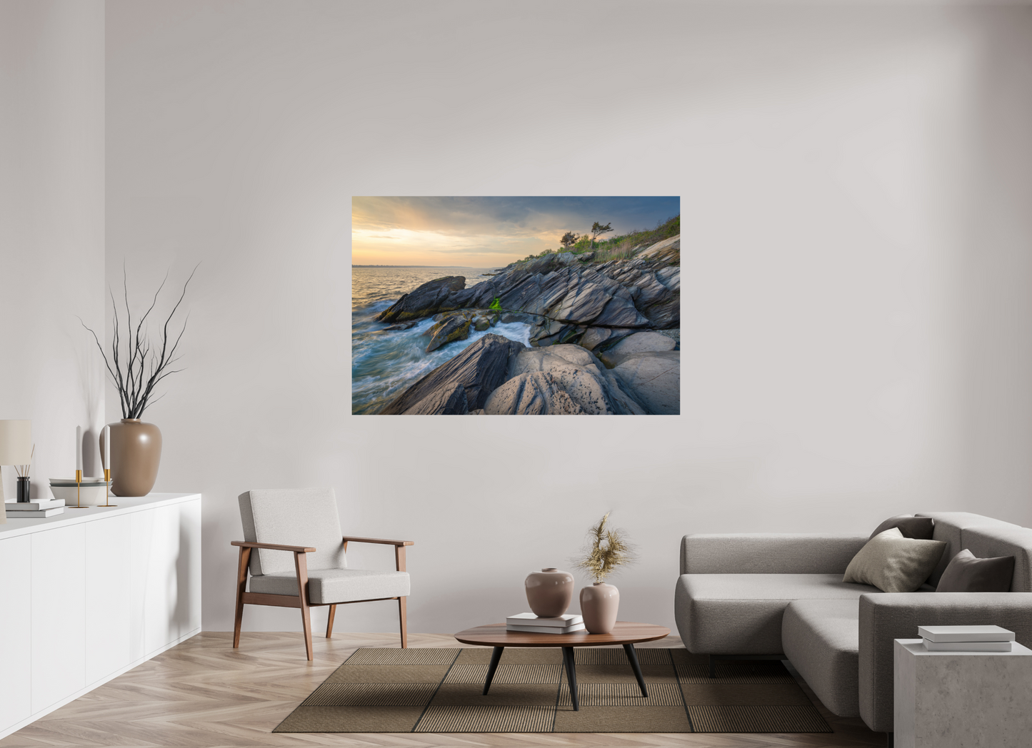 66 x 44″, Premium Photo Print on Fujiflex High Gloss Paper Sunset Glow at Beavertail