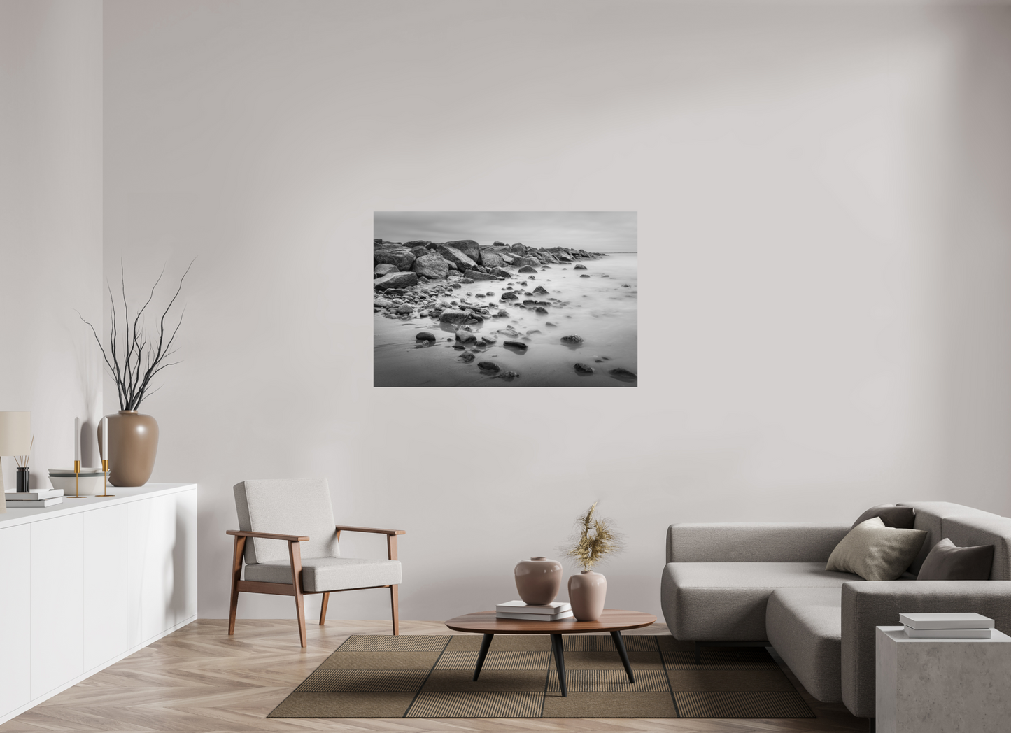 54 x 36″, ChromaLuxe HD Metal Print Overcast Morning at Sand Hill Cove