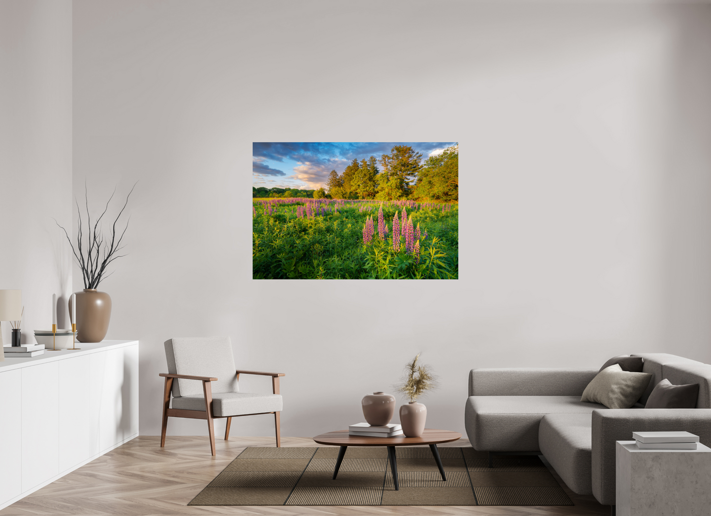 60 x 40″, Premium Photo Print on Fujiflex High Gloss Paper Lupines at Golden Hour