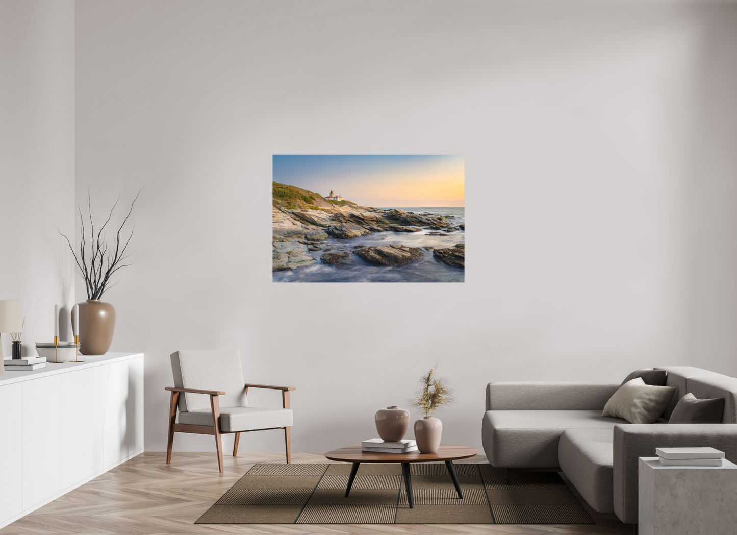 54 x 36″, Basic Matte Photo Print on Fuji Crystal DP II Paper Quiet Sunset at Beavertail Lighthouse