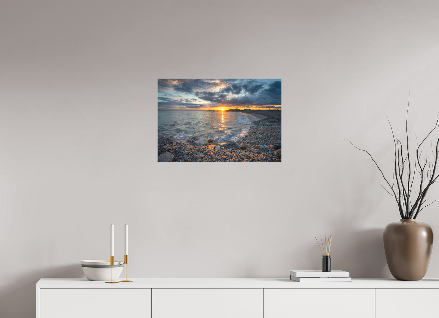 24 x 16″, Matte Canvas Print Roger Wheeler State Beach Sunset