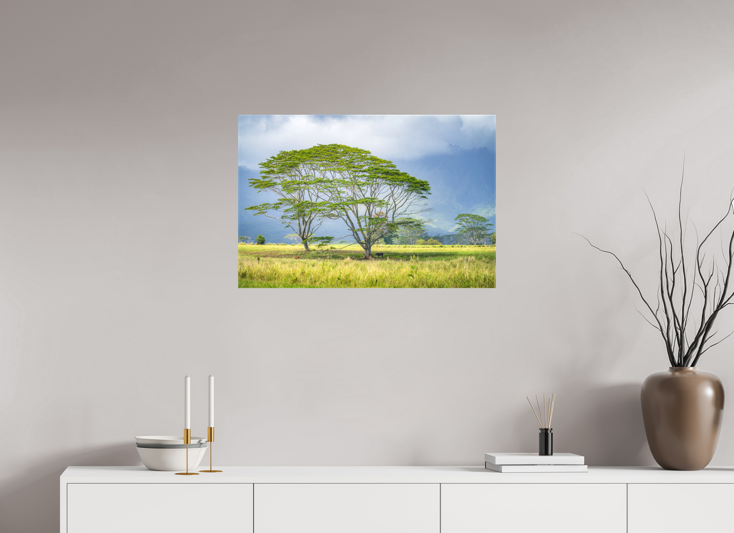 30 x 20″, Matte Canvas Print Savanna Trees of Kauai