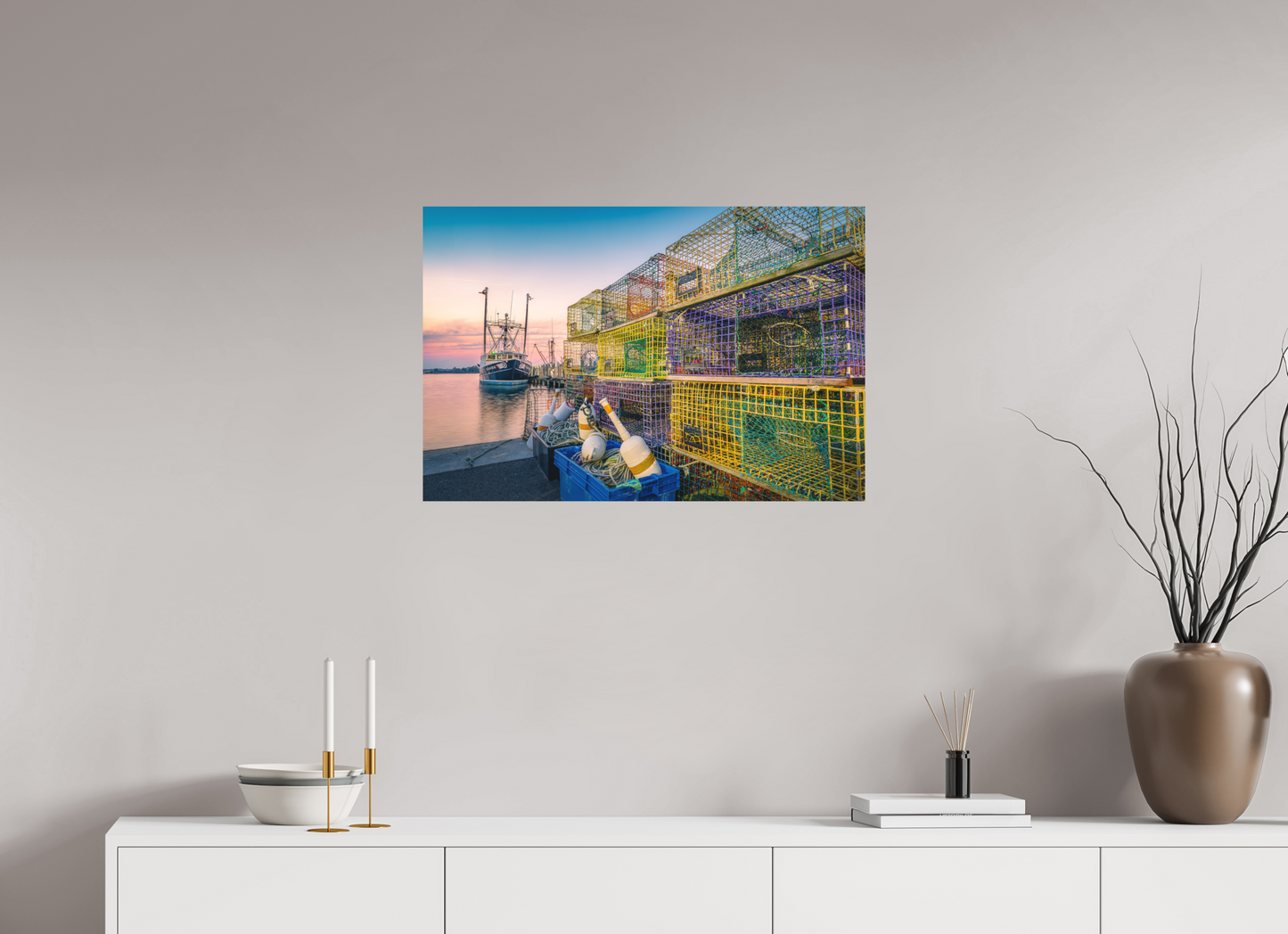 30 x 20″, Basic Matte Photo Print on Fuji Crystal DP II Paper A Wall of Colorful Lobster Pots